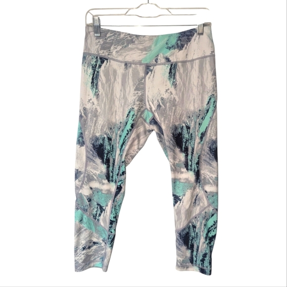 Zella Leggings Abstract Paint Mint Green Black Grey Medium - Picture 1 of 4